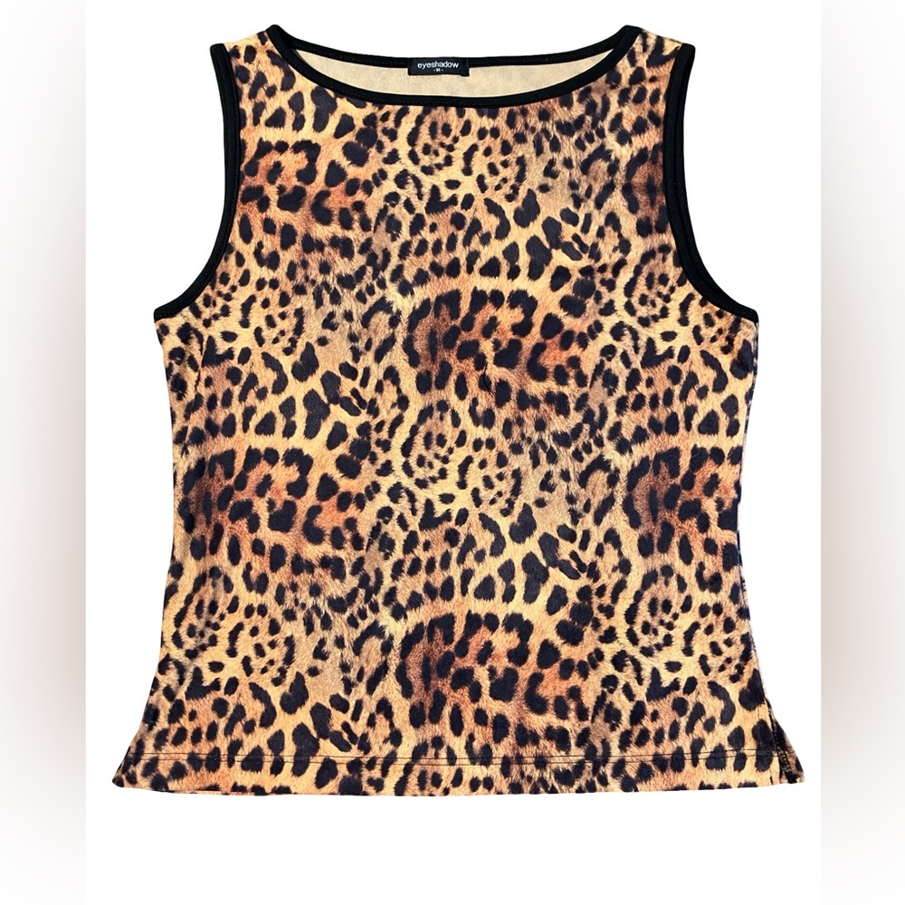 Eyeshadow Animal Print Sleeveless Pullover Black & Brown Tank Top Size M